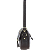 Elegant Ashwood Leather & Harris Tweed® Cloth Crossbody Bag Brown/Mcload: TW-27-01-BM