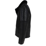Men's Luxury Side Zip  Sheepskin Pilot Jacket Black: P-56