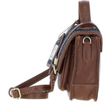 Ashwood Leather & Harris Tweed® Cloth Mini Satchel Bag with Twist Lock Tan/Navy: TW-32-11-TN