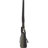 Ashwood Leather & Harris Tweed® Cloth Handbag with Removable Crossbody Strap Brown/Green: TW-21-09-BG