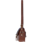 Ashwood Leather & Harris Tweed® Cloth Saddle Bag Tan/Navy: TW-26-011-TN