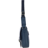 Gabicci Leather Messenger Bag with Striped Detail Navy: GB-64951