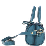 Ashwood Leather & Harris Tweed® Cloth X-Small Barrel Bag Teal/Navy: TW-60-16-TN
