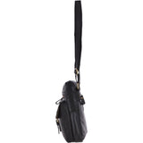 Leather Vintage Medium Flight Shoulder Bag Black : G-33