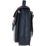 Ashwood Leather & Harris Tweed® Cloth Medium Backpack with Twist Lock Navy/Pink: TW-37-06-NP
