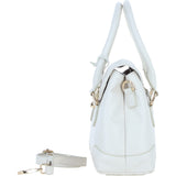 Premium Leather Shoulder Bag with Detachable Crossbody Strap White: Y-56
