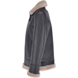Mens Luxury Shearling Flying Jacket Black/cream: MP 34