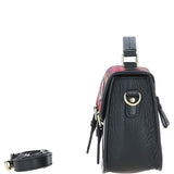 Ashwood Leather & Harris Tweed® Cloth Satchel Bag Black/Red: TW-68-14-BR