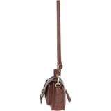 Ashwood Leather & Harris Tweed® Cloth Small Satchel Bag with Twist Lock Tan/LT Blue: TW-33-05-TB