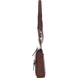Ashwood Leather & Harris Tweed® Cloth Crossbody Bag Tan/Navy: TW-24-011-TN