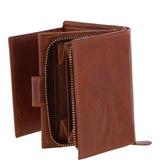Women's Vintage Wash Leather Wallet Purse Tan : G-41