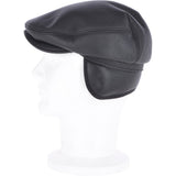 One Piece Sheepskin Leather Flat Cap Black: 04K