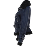 Women's Aviator Biker Jacket Blue/Black: 2420