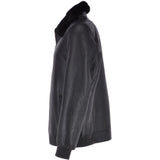 Luxury  Sheepskin Pilot Bomber Jacket With A Mink Collar  Black: MP 41