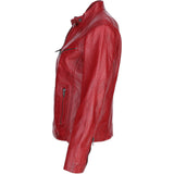 Leather Biker Jacket Wash/red: G 2131