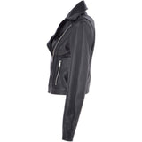 Short Leather Biker Jacket Black: 6617