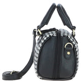 Ashwood Leather & Harris Tweed® Cloth Small Barrel Bag Black/White: TW-61-12-BW