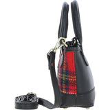 Ashwood Leather & Harris Tweed® Cloth Small Grab Bag Black/Red: TW-63-14-BR