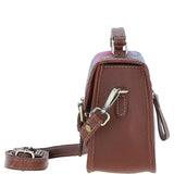 Ashwood Leather & Harris Tweed® Cloth Small Satchel Bag Tan/Purple: TW-67-13-TP