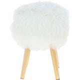 New Zealand Sheepskin Stool Tibetan Ivory: SHORT SHEEPSKIN STOOL
