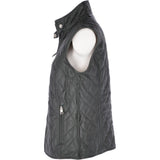 Diamond Quilted Leather Gilet Green: RIGDEN GILLET