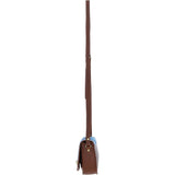 Ashwood Leather & Harris Tweed® Cloth Saddle Crossbody Bag with Twist Lock Tan/LT Blue: TW-30-05-TB