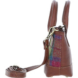 Ashwood Leather & Harris Tweed® Cloth Small Grab Bag Tan/Purple: TW-63-13-TP