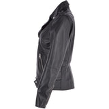 Leather Biker Jacket Black: RUTH