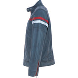 Ashwood Men's Leather Biker Jacket with Red Stripe Grey: AWM-BOXER