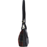 Versatile Ashwood Leather & Harris Tweed® Cloth Shoulder Bag Black/Green/Red: TW-22-07-BR