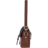 Elegant Ashwood Leather & Harris Tweed® Cloth Crossbody Bag Tan/Watch: TW-27-04-TW