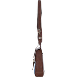 Ashwood Leather & Harris Tweed® Cloth Crossbody Bag Tan/LT Blue: TW-24-05-TB