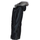 Stylish Ashwood Leather Ladies Three Quarter Jacket Black Fur: Emilia