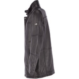 Leather Coat With Detachable Collar Black : Carl