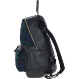 Exquisite Ashwood Leather & Harris Tweed® Cloth Large Rucksack Black/Watch: TW-43-03-BW