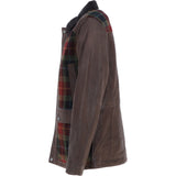 Ashwood Leather x Harris Tweed Men's Buff Lamb Leather Jacket with Corduroy Collar Brown/Red/Green: TW-903-07-BR