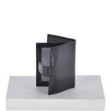 Vegetable Tanned Flip Side 6 card, ID & Coins Dual Bill fold Tab Leather Wallet Black : 1246-VT