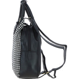 Ashwood Leather & Harris Tweed® Cloth Multi-Pocket Backpack Black/White: TW-66-12-BW