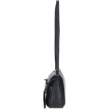 Compact Zip-Closure Leather Crossbody Bag Black: Belfast
