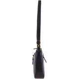 Vegetable Tanned Small Leather Shoulder Bag Black: V-27