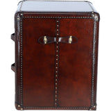 Luxury Real Leather Bedside Table Chestnut: LF-151