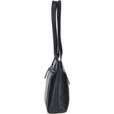 Classic Leather Zipped Shoulder Bag Black: Derry