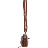 Compact Twin Zip Ashwood Leather Crossbody Bag Tan: X-35