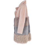 Womens Luxury Sheepskin Coat Baby Pink/multi: KB 634