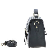 Ashwood Leather & Harris Tweed® Cloth Satchel Bag Black/White: TW-68-12-BW