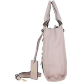 Real Leather Handbag with Adjustable Crossbody Strap Beige: 64867