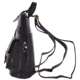 Small Vintage Leather Backpack Black  – G25