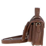 Ashwood Leather & Harris Tweed® Cloth Micro Satchel Bag with Twist Lock Tan/Green/Red:TW-36-08-TR