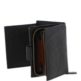 Women's Vintage Wash Leather Wallet Purse Black : G-41