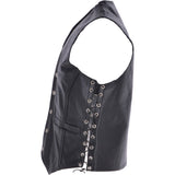 Men's Leather Embossed Laced Waistcoat Black: W/COAT EAGLE